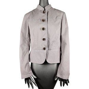 Womyn NWT Grey Peplum Jacket Cotton Button Solid 14